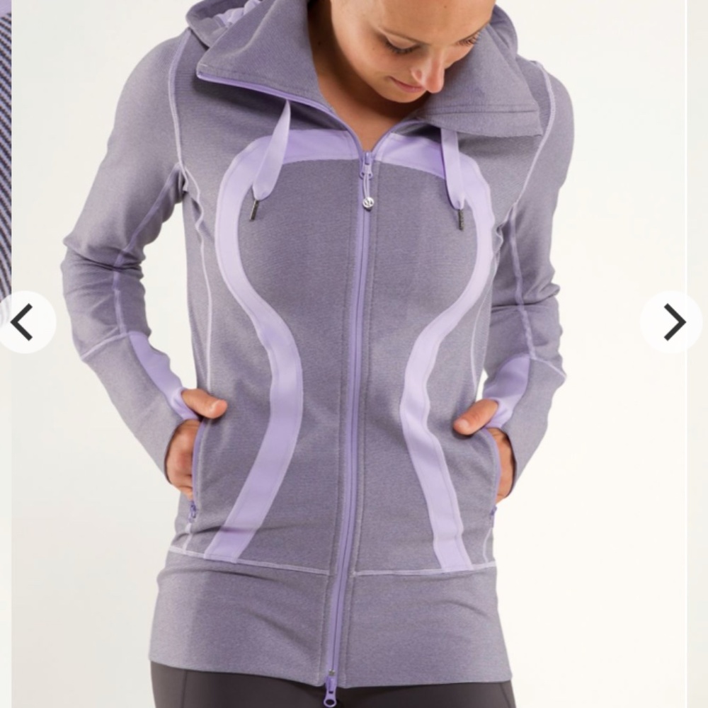 Lululemon Stride Jacket Brushed Size 6 Lilac Heathered Coal Wee Stripe